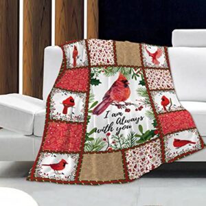i'm with you northern cardinal christmas blanket,red throw blanket for couch,weighted soft fleece blanket,christmas decorations pets (40"x30")