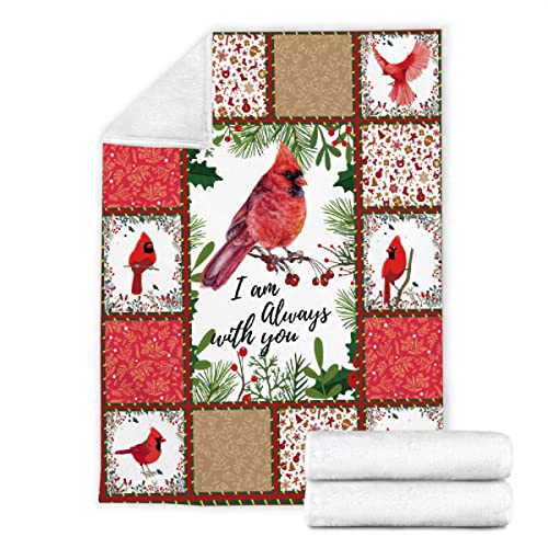 I'm with You Northern Cardinal Christmas Blanket,Red Throw Blanket for Couch,Weighted Soft Fleece Blanket,Christmas Decorations Pets (40"X30")