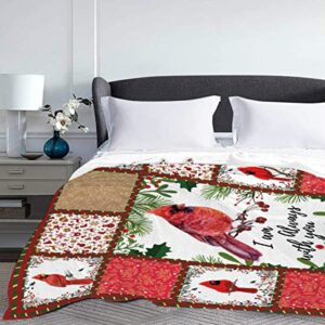 I'm with You Northern Cardinal Christmas Blanket,Red Throw Blanket for Couch,Weighted Soft Fleece Blanket,Christmas Decorations Pets (40"X30")