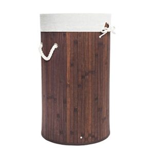 ninitya bucket folding dirty clothes basket with lid dark brown