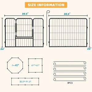 OFIKA Heavy Duty Metal Playpen for Medium/Small Animals, 8 Panels 24”Height x 32" Width, Dog Fence Exercise Pen with Doors, Pet Puppy Pen for Outdoor, Indoor, RV, Camping, Yard