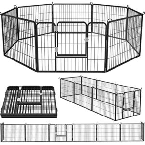 ofika heavy duty metal playpen for medium/small animals, 8 panels 24”height x 32" width, dog fence exercise pen with doors, pet puppy pen for outdoor, indoor, rv, camping, yard
