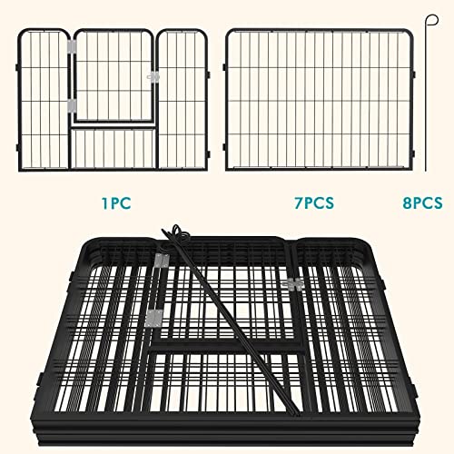 OFIKA Heavy Duty Metal Playpen for Medium/Small Animals, 8 Panels 24”Height x 32" Width, Dog Fence Exercise Pen with Doors, Pet Puppy Pen for Outdoor, Indoor, RV, Camping, Yard