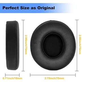 Professional Replacement Ear Pads for Beats Solo 2 & Solo 3 Wireless On-Ear Headphones, Premium Headphones Earpads Cushions with Softer Leather and High Elastic Sponge Memory Foam,Black