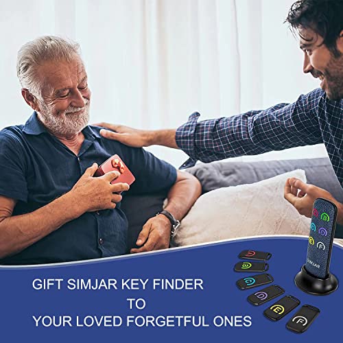 Key Finder with Thinner Receivers & Advanced Fabric Remote, Simjar 80dB+ RF Item Locator with 131ft Working Range, 1 RF Transmitter & 6 Receivers…