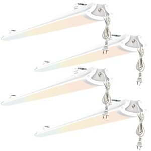 8ft flush mount vapor tight light, led shop lights fixture with 5ft plug and play for special wet location and celling fixture industry and commercial illumination (4 pack)