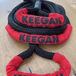KEEGAN TOOLS 3/4" x 20' Kinetic Recovery Rope 16000lbs Breaking Strength Stretches Up to 30% in Length for Snowmobile, Off Road Rope for Jeep, Truck, Car, ATV, UTV, Tractor, Tow Strap, Recovery Strap