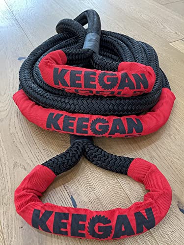 KEEGAN TOOLS 3/4" x 20' Kinetic Recovery Rope 16000lbs Breaking Strength Stretches Up to 30% in Length for Snowmobile, Off Road Rope for Jeep, Truck, Car, ATV, UTV, Tractor, Tow Strap, Recovery Strap