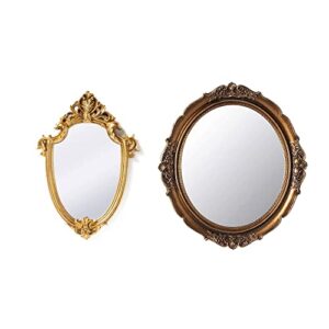 funerom vintage 16.9 x 11.8 inch decorative wall mirror gold shield shape 12.8 x 14.3 inch wall mirror oval antique gold