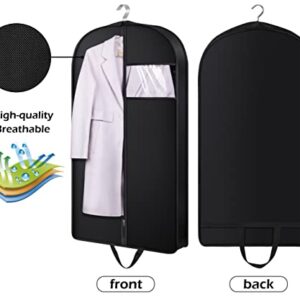 AOODA 43" Gusseted Suit Bags for Closet Storage Hanging Garment Bags for Men Travel Coat Clothes Cover with Handles (5 Packs)