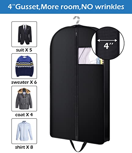 AOODA 43" Gusseted Suit Bags for Closet Storage Hanging Garment Bags for Men Travel Coat Clothes Cover with Handles (5 Packs)