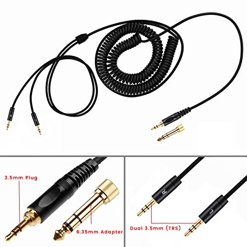 weishan HE400SE Coiled Audio Cable Replacement for Hifiman HE4XX, HE400i(New Edition) Headphones, Dual 3.5mm(1/8”) Aux Cord Extension Wire 6ft to 16ft