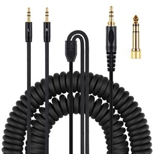 weishan he400se coiled audio cable replacement for hifiman he4xx, he400i(new edition) headphones, dual 3.5mm(1/8”) aux cord extension wire 6ft to 16ft