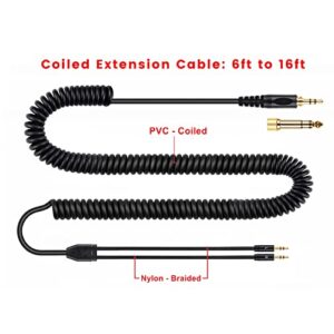 weishan HE400SE Coiled Audio Cable Replacement for Hifiman HE4XX, HE400i(New Edition) Headphones, Dual 3.5mm(1/8”) Aux Cord Extension Wire 6ft to 16ft