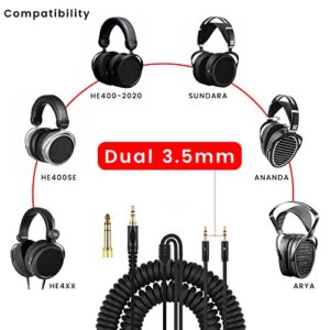 weishan HE400SE Coiled Audio Cable Replacement for Hifiman HE4XX, HE400i(New Edition) Headphones, Dual 3.5mm(1/8”) Aux Cord Extension Wire 6ft to 16ft