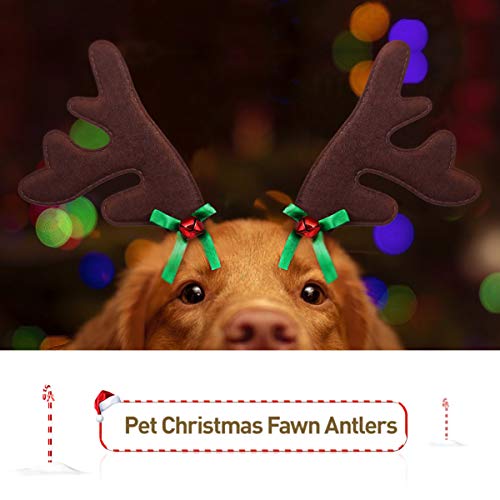 POPETPOP Christmas Pet Headband, Dog Christmas Elk Reindeer Antlers Headbands Set Pet Christmas Costume Accessories Headwear