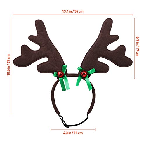 POPETPOP Christmas Pet Headband, Dog Christmas Elk Reindeer Antlers Headbands Set Pet Christmas Costume Accessories Headwear