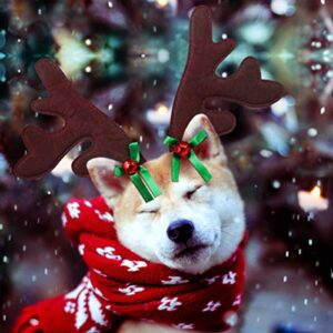 POPETPOP Christmas Pet Headband, Dog Christmas Elk Reindeer Antlers Headbands Set Pet Christmas Costume Accessories Headwear