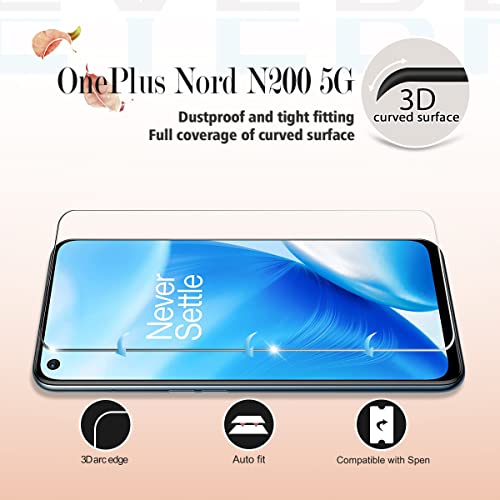 OnePlus Nord N200 Tempered Glass Screen Protector + Camera Lens Protectors by YEYEBF, [2+2 Pack] [3D Glass] [Bubble-Free] [Anti-Glare] for Nord N200