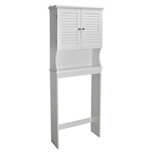 Redmon Contemporary Country Louvered Doors, White Space Saver Cabinet, Full