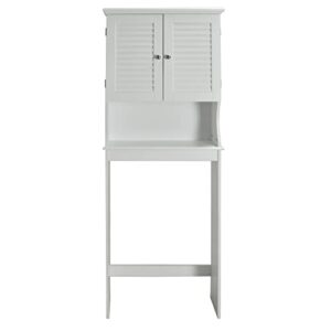 Redmon Contemporary Country Louvered Doors, White Space Saver Cabinet, Full