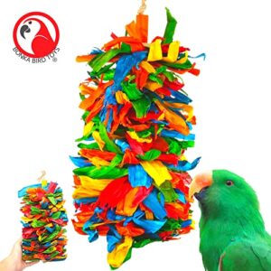 Bonka Bird Toys 3619 Huge Corn Silk Cascade Colorful Natural Shredding Rainbow Lightweight Foraging Conure Cockatiel Budgie Finch Lovebird