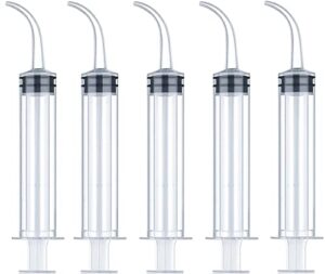 wisdom teeth syringe, 5 pack irrigation dental syringes with curved tip for dental care liquid oral tonsil stone