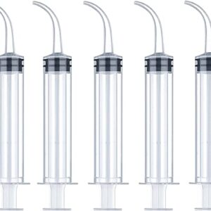 Wisdom Teeth Syringe, 5 Pack Irrigation Dental Syringes with Curved Tip for Dental Care Liquid Oral Tonsil Stone