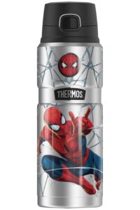 spider man spider man web thermos stainless king stainless steel drink bottle, vacuum insulated & double wall, 24oz