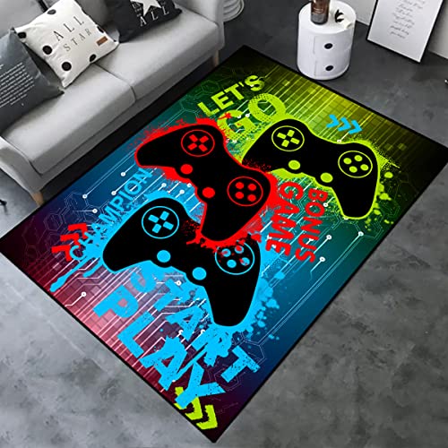 3D Gamer Carpet Decor Large Game Area Rugs Game Printed Living Room Mat Bedroom Controller Player Boys Gifts Home Non-Slip Crystal Floor Polyester Mat (Game-6, 39.4" x 62.9"× 0.39"(100cmX160cmX1cm))