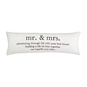 mud pie, cream, wedding mrs. definition pillow, 35" x 11", 1 count (pack of 1)