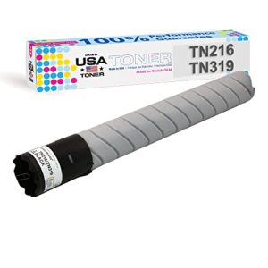 made in usa toner compatible replacement for use in konica minolta bizhub c220,c280,c360, tn216k, tn319k (black)