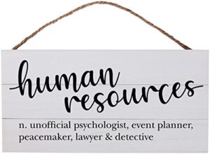 wood plank hanging sign for the office, human resources (13.75 x 7")