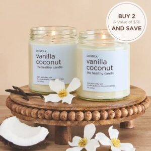 Lavanila Natural Soy Candle (2-Pack), Vanilla Coconut Scented - Clean Burning, Handcrafted, 7 oz Each