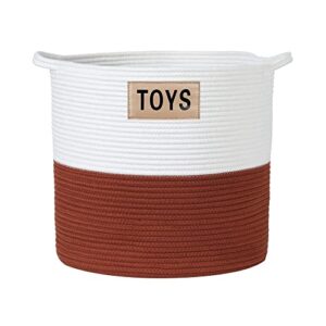 midlee rust & white rope toys basket