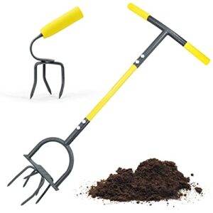 jardineer hand tiller garden claw set, garden twist tiller with small soil tiller, heavy duty manual tiller for flower box and raised bed