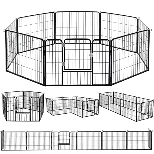 PUKAMI Dog Fence for The Yard, 8/16 Panels 24/32/40 Height x32 inch Width,Puppy Playpen for Small Medium Dog Portable Dog Playpen Exercise Pen for Indoor Outdoor,Pet Playpen Fence for Yard,RV,Camping