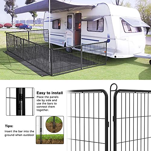 PUKAMI Dog Fence for The Yard, 8/16 Panels 24/32/40 Height x32 inch Width,Puppy Playpen for Small Medium Dog Portable Dog Playpen Exercise Pen for Indoor Outdoor,Pet Playpen Fence for Yard,RV,Camping