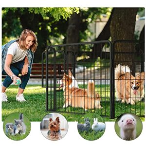 PUKAMI Dog Fence for The Yard, 8/16 Panels 24/32/40 Height x32 inch Width,Puppy Playpen for Small Medium Dog Portable Dog Playpen Exercise Pen for Indoor Outdoor,Pet Playpen Fence for Yard,RV,Camping