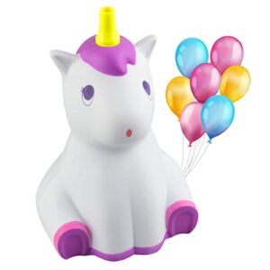 coogam unicorn balloon pump, electric air ballon blower, portable inflator for party wedding birthday xmas baby shower diy decoration (white)