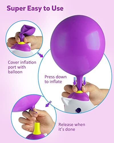 Coogam Unicorn Balloon Pump, Electric Air Ballon Blower, Portable Inflator for Party Wedding Birthday Xmas Baby Shower DIY Decoration (White)