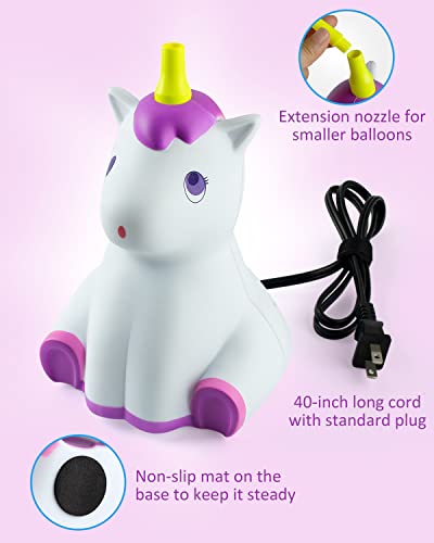 Coogam Unicorn Balloon Pump, Electric Air Ballon Blower, Portable Inflator for Party Wedding Birthday Xmas Baby Shower DIY Decoration (White)