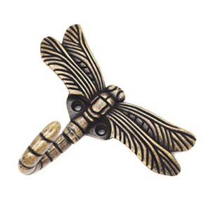 binifimux 2pcs dragonfly anqitue vintage coat hooks decorative wall mounted hanger hook for handbag key towel bathrobe (antique bronze)