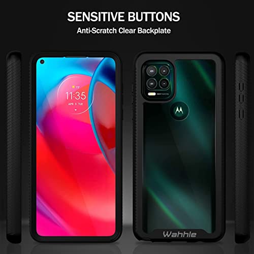 wahhle Compatible with Moto G Stylus 5G Case, Built in Screen Protector Full Body Shockproof Slim Fit Bumper Protective Phone Cover for Motorola G Stylus 5G Men Women-Black/Clear