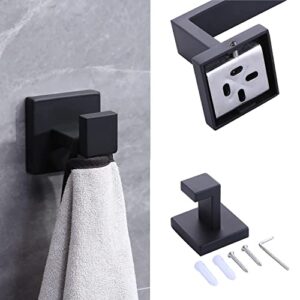 Ntipox 5 Piece Stainless Steel Matte Black Bathroom Hardware Accessories Set Include 23.6 Inch Towel Bar Set Matte Black, Towel Rack Set Bathroom Accessories Set Black