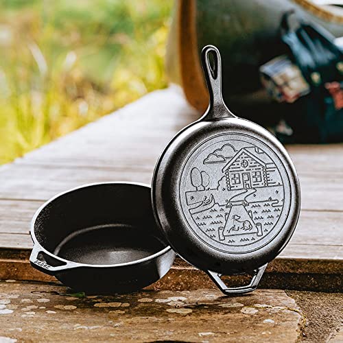 Lodge Cast Iron Wanderlust Series, Cabin Combo Cooker, 3.2 Quart​ Black