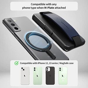 Sinjimoru Secure Magnetic Wallet as Phone Grip Stand for MagSafe Wallet, Cell Phone Wallet Stick On with Phone Kickstand & Phone Grip Holder for iPhone 14 13 12 Series. M-Card Zip Black