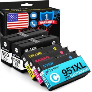 cartlee 5 pack compatible ink cartridges replacement for hp 950 951 950xl 951xl for officejet pro 8600 8610 8620 8615 8100 8625 8630 printer cartridge combo (2 black 1 cyan 1 magenta 1 yellow)
