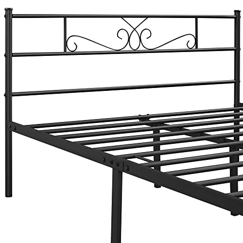 Yaheetech 13 inch Full Classic Bed Metal Mattress Foundation Platform with Headboard and Footboard/No Box Spring Needed/Under Bed Storage/Strong Slat Support Black