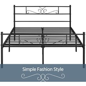 Yaheetech 13 inch Full Classic Bed Metal Mattress Foundation Platform with Headboard and Footboard/No Box Spring Needed/Under Bed Storage/Strong Slat Support Black